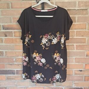 Avenue Black Floral Blouse